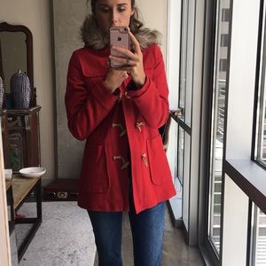 American Eagle Red Toggle Wool Coat